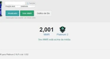 Conta Platina 2 MMR ALTO 33 skins lendárias e muitos champs