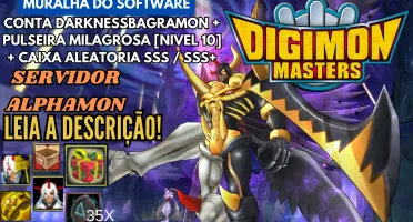 Conta Digimon Masters D.Bagra + Pulseira Mil. + Box Sss/Sss+