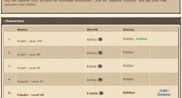 KNIGHT 109 EM ANTICA ( CONTA SEM REGISTRO )