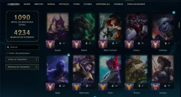 Diamante 4 com TODOS os Champs e 420 Skins +7 Prestigios