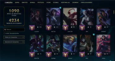 Diamante 4 com TODOS os Champs e 420 Skins +7 Prestigios