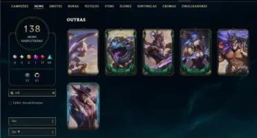 Conta prata 4 TODOS os Champs e 138 Skins ( JG / ADC )
