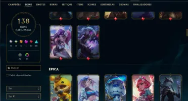 Conta prata 4 TODOS os Champs e 138 Skins ( JG / ADC )