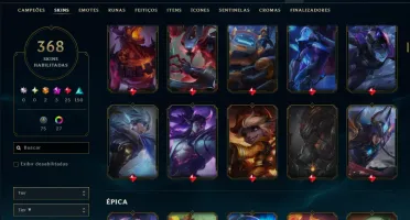Bronze 2 com TODOS os Champs e 368 Skins ( MID / ADC / JG )