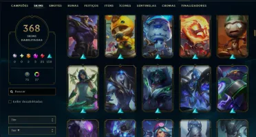 Bronze 2 com TODOS os Champs e 368 Skins ( MID / ADC / JG )