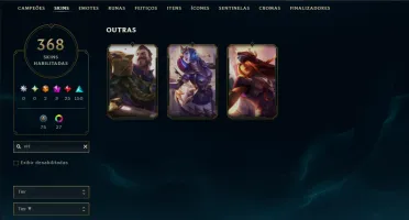 Bronze 2 com TODOS os Champs e 368 Skins ( MID / ADC / JG )