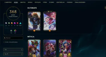 Bronze 2 com TODOS os Champs e 368 Skins ( MID / ADC / JG )
