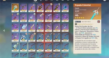 CONTA AR 46 - DILUC COM ARMA DO PASSE + ZHONGLI + ARMA 5