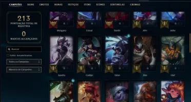 Conta unranked com 25 skins e 58 champs ( 4 vitoriosas )
