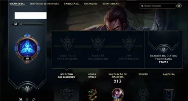 Conta unranked com 25 skins e 58 champs ( 4 vitoriosas )