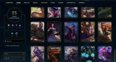 Conta unranked com 25 skins e 58 champs ( 4 vitoriosas )