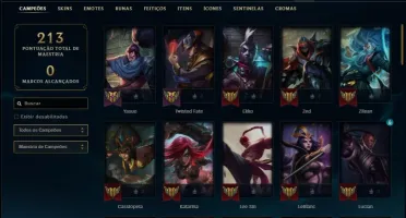 Conta unranked com 25 skins e 58 champs ( 4 vitoriosas )