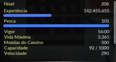 Conta EMERALD Lvl 206 Garderstrike Pesca 101 Aventureiro C