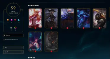 Conta league of legends lvl 354 137 champs 59 skins