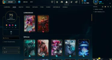Conta LOL LVL 90 | 73 Campeões| 75 Skins |UNRANKED| 2013