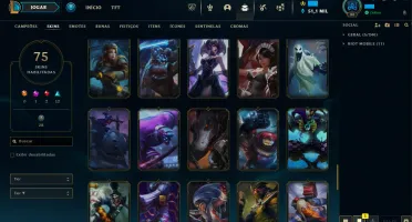 Conta LOL LVL 90 | 73 Campeões| 75 Skins |UNRANKED| 2013