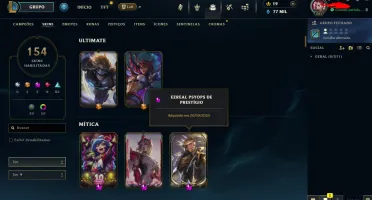 Conta LOL Diamante 2 (154 Skins Main ADC)