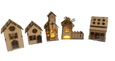 Kit 5 casinha em mdf com e sem luminaria, maquete,...