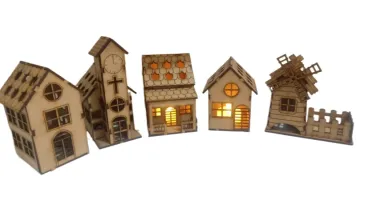 Kit 5 casinha em mdf com e sem luminaria, maquete,...