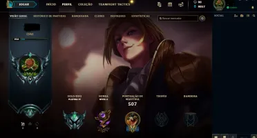Conta league of legends platina 4, todos champs, 68 skins