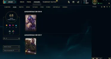 Conta league of legends platina 4, todos champs, 68 skins