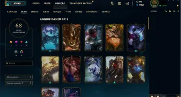 Conta league of legends platina 4, todos champs, 68 skins