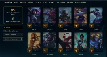 Ouro 1 com 75 Champs e 16 Skins
