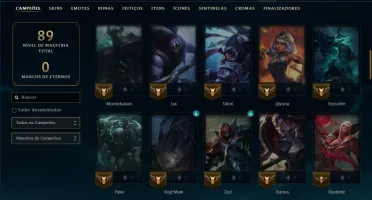Ouro 1 com 75 Champs e 16 Skins