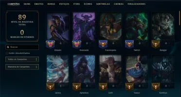 Ouro 1 com 75 Champs e 16 Skins