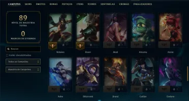 Ouro 1 com 75 Champs e 16 Skins