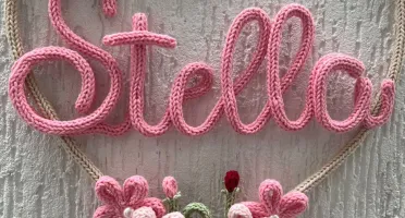 Guirlanda de Coração jardim personalizado em Tricotin