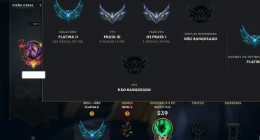 Platina 2 com TODOS os Champs e 119 Skins ( MID / SUP / JG )