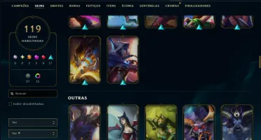 Platina 2 com TODOS os Champs e 119 Skins ( MID / SUP / JG )