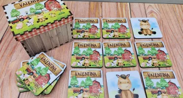 Jogo da Memória Fazendinha em MDF com 12 Pares