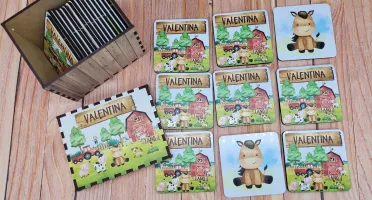 Jogo da Memória Fazendinha em MDF com 12 Pares