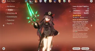 AR36 / 5* HUTAO, YOIMIYA, QIQI e LANÇA DE JADE PRIMITIVA