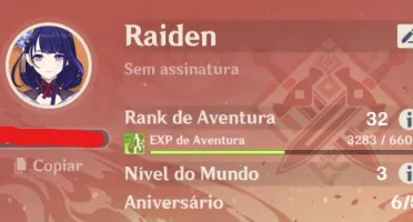 RAIDEN⚡ + ZHONGLI🌑 + DILUC🔥 + Catalisador 5⭐ - AR 30