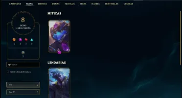 Conta prata 1 com Skin Mitica do Rammus