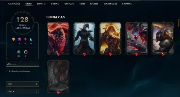 Conta Ouro de 128 skins e 135 champs, honra 4