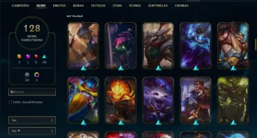 Conta Ouro de 128 skins e 135 champs, honra 4