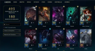 Conta Ouro de 128 skins e 135 champs, honra 4