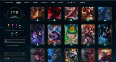 Conta Ouro de 128 skins e 135 champs, honra 4