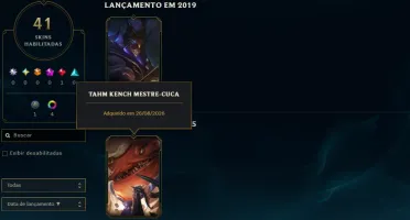 Conta Lol Ouro, 6 Skins, Lendária do Zed, Upada na Mão