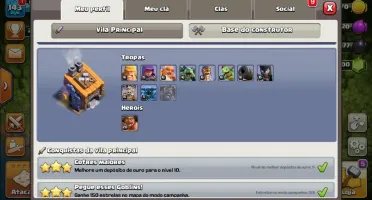 CENTRO LVL10/CONSTRUTOR LVL8 - CLASH OF CLANS +DE 16K GEMAS!