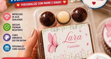 20 Adesivos Personalizados 6x9cm para Fatia de Bolo
