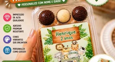 20 Adesivos Personalizados 6x9cm para Fatia de Bolo