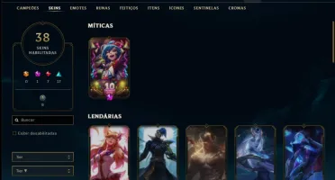 Conta ouro 4 com 69 champs e 38 skins