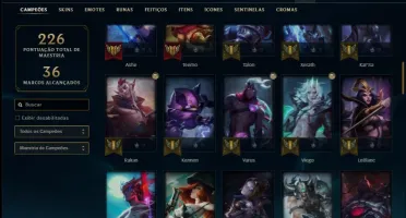 Conta ouro 4 com 69 champs e 38 skins