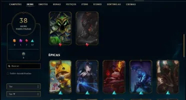 Conta ouro 4 com 69 champs e 38 skins