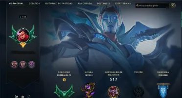 Conta lol lv566, 359 skins, elo esmeralda 4 e primeiro dono!